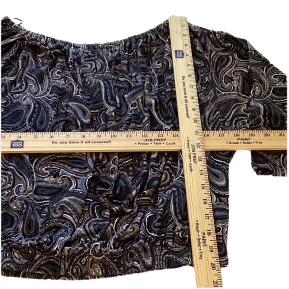 Michael Kors XS Off The Shoulder Women's Black Paisley Print Long Sleeve - Picture 8 of 13
